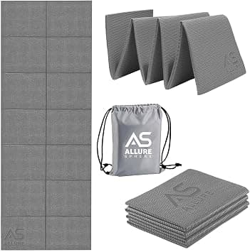 Allure Sphere Foldable Yoga Mat - Non Slip Double Sided, Lightweight, Eco-Friendly Exercise Mat - Portable With Carrying Bag Perfect For Gym, Home and Travel Workouts - Best Deal Finder