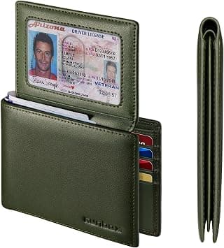 RUNBOX Genuine Leather Wallet for Men, Slim Rfid Blocking Bifold Mens Wallet, 12 Card Slots (2 ID windows) Card Holder Wallet with Gift Box, E-Green, Minimalist on Amazon.ae - Price Tracker