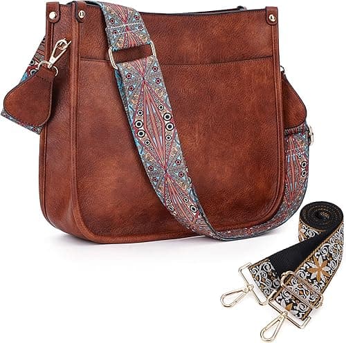 HKCLUF Crossbody Bags for Women Trendy Vegan Leather Hobo Handbags With 2PCS Adjustable Guitar Strap Shoulder Bucket Bags on Amazon.ae - Price Tracker
