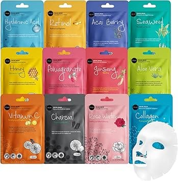 Celavi Cosmetics Face Mask Set Korean Beauty Essence Facial Paper Sheet Mask Korea Skin Care Moisturizing 12 New flavors K-Beauty Skincare 12 masks in a pack Made in Korea - Amazon.ae Price Tracker
