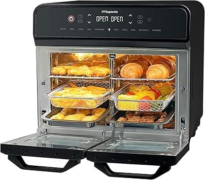 HYSapientia Dual Zone Air Fryer Oven with Digital Touch Screen, 22L Dual Basket Independent Cooking Airfryer, 2400W 10 in 1 Air Fryer Convection Oven with Rotisserie, Stainless Steel. on Amazon.ae - Price Tracker