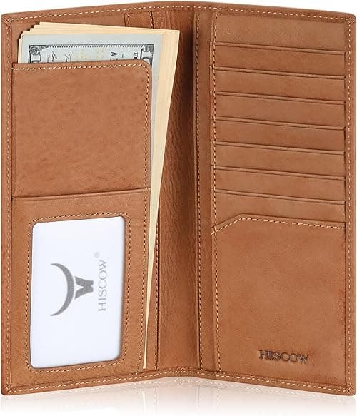 HISCOW Slim Leather Long Wallet for Men & Women, Italian Calfskin, Breast Pocket Wallet for Checkbook, Credit Cards on Amazon.ae - Price Tracker