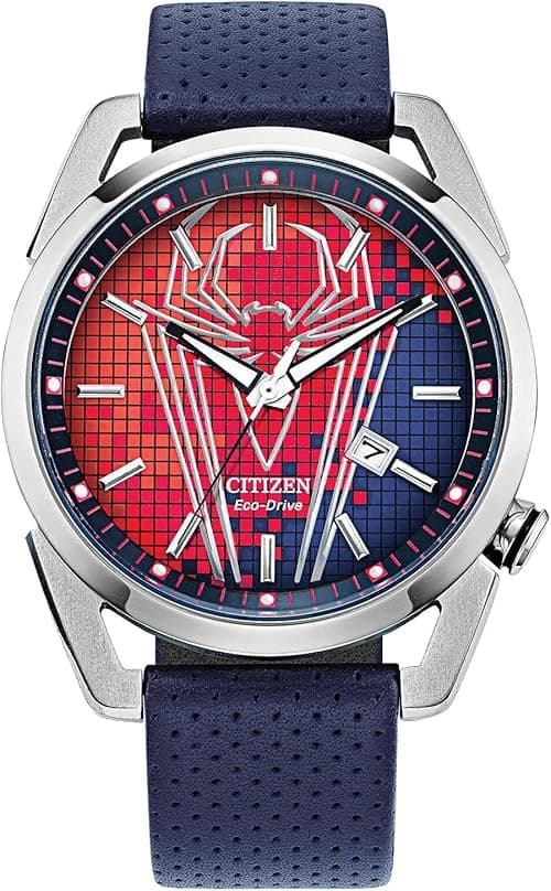 Citizen Eco-Drive Men's Marvel Spider Man Watch in Stainless Steel with Blue Polyurethane Strap, Spider Man Art Blue Dial, 3-Hand Date, 42mm (Model: AW1680-03W) on Amazon.ae - Price Tracker