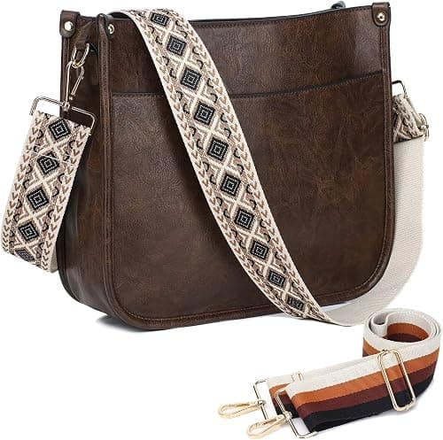 AUYOCO Vegan Leather Crossbody Bags for Women, Crossbody Purse with Guitar Strap Zipped Pockets Handbag Shoulder Bag على Amazon.ae - متتبع الأسعار