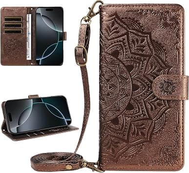 Wallet Case for Motorola Moto G67/G77 5G,Embossed Mandala Totem Flower Design Long/Short Lanyard Wrist Strap Folding Flip Cover PU Leather Stand Men Women Phone Bumper على Amazon.ae - متتبع الأسعار