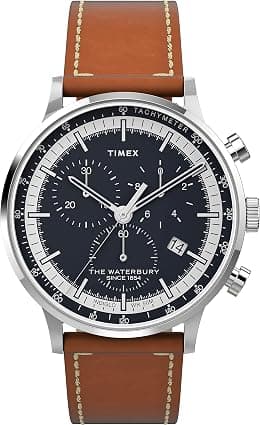 Timex mens Chronograph Watch Waterbury with Leather Strap - Best Deal Finder