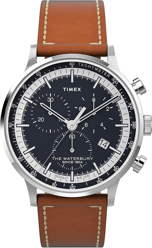 Timex mens Chronograph Watch Waterbury with Leather Strap on Amazon - Best Deal Finder