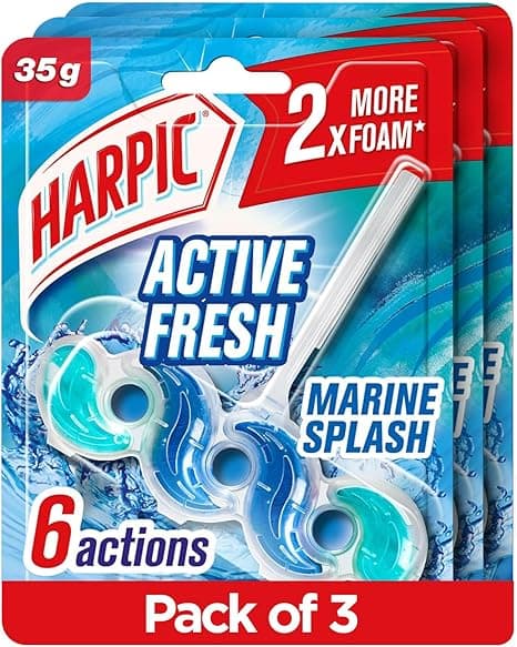 Harpic Active Fresh Water Toilet Cleaner Rim Block, Marine Splash Scent, 35g x 3 on Amazon.ae - Price Tracker