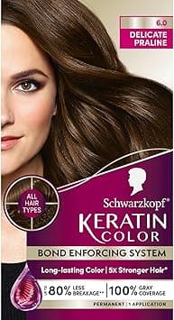 Schwarzkopf Keratin Color Permanent Hair Color, 6.0 Delicate Praline,1 Application-Professionally Inspired Permanent Hair Dye,for up to 80% Less Breakage vs Untreated Hair and up to 100% Gray Coverage on Amazon.ae - Price Tracker