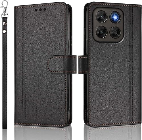 UPLAI Wallet Case for Motorola Moto G77 5G, Premium Vintage Large Capacity Leather Flip Magnetic Closure Cover with Card Holder, Kickstand Wrist Strap, Black on Amazon.ae - Price Tracker