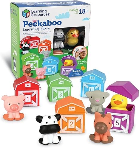 Learning Resources Peekaboo Learning Farm, Counting, Matching &amp; Sorting Toy, Toddler Finger Puppet Toy, 10 Piece Set, Easter Gift for Kids, Easter Toys, Ages 18 mos+ on Amazon.ae - Price Tracker