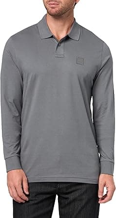 BOSS mens Square Patch Logo Slim Fit Long Sleeve Polo Shirt Polo Shirt on Amazon.ae - Price Tracker