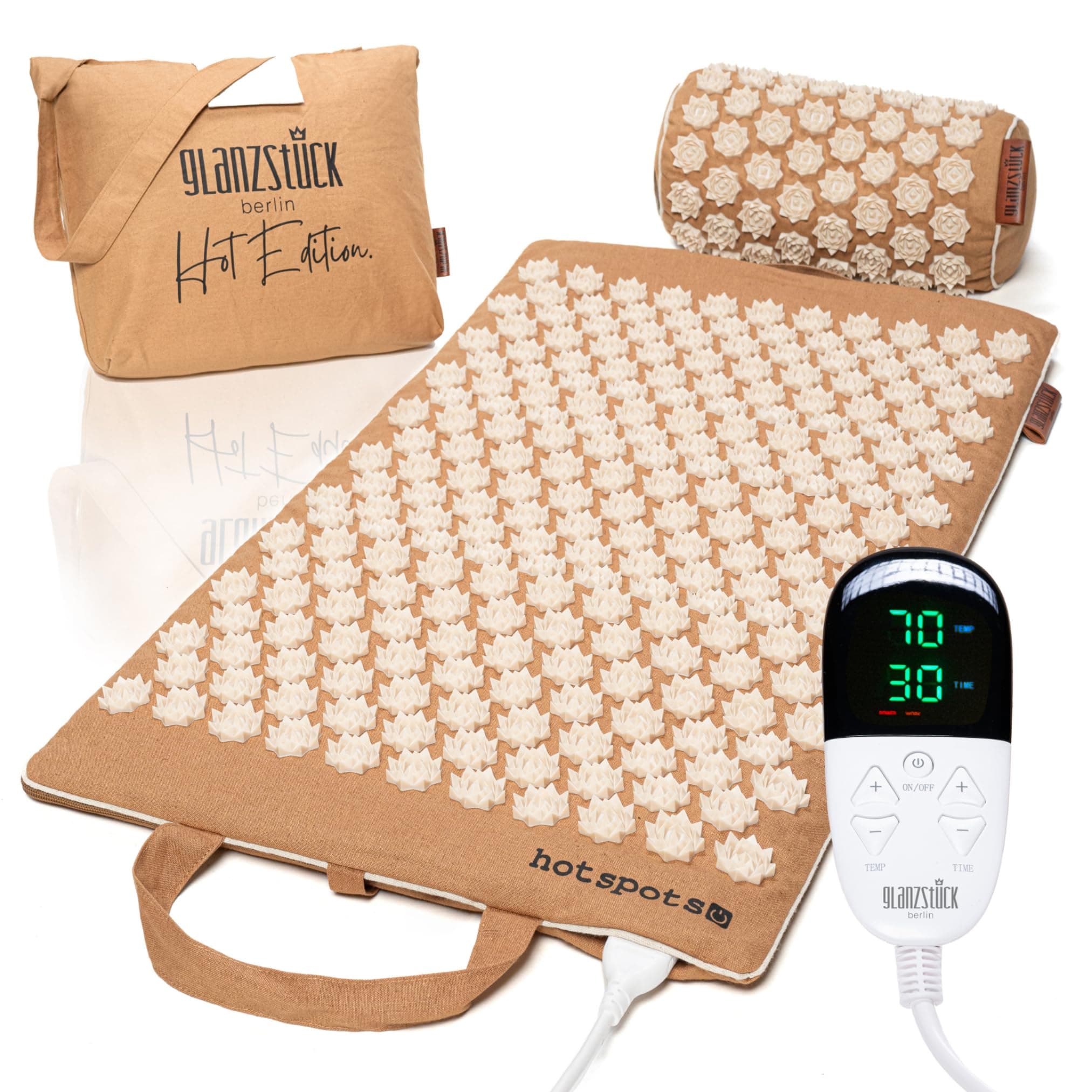 Glanzstück Berlin®: XL Acupressure Mat Set, Hot Edition, Electrically Heatable Linen, Help with Tension, Back Pain, Massage Mat with Cushion Bag, Sustainable on Amazon.ae - Price Tracker