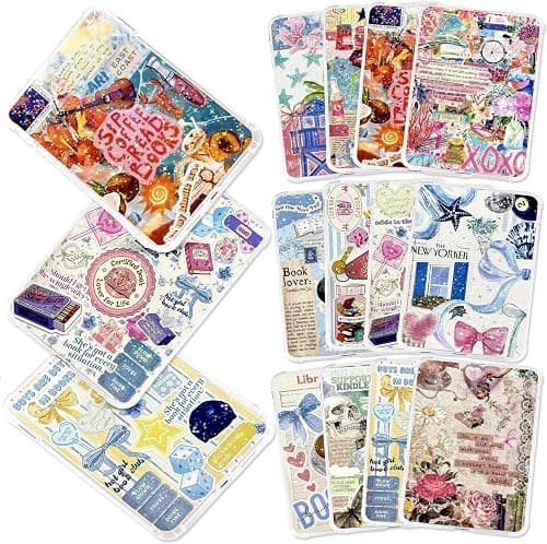 12 Pcs E-Reader Decorative Inserts for Kindle Paperwhite 11th and 12th Generation, Glitter Cardstock Paper Back Covers Compatible with Clear Cases, 17.2 x 12.2 cm, 12 Unique Themed Designs على Amazon.ae - متتبع الأسعار