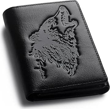 Men's Trifold Wallet,Wolf Wallets For Men Leather,Rfid Blocking,Gifts For Him Husband, black, Retro on Amazon.ae - Price Tracker