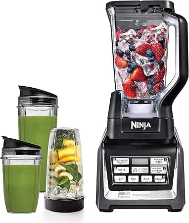 Ninja Nutri Ninja BL642 Personal and Countertop Blender with 1200-Watt Auto-iQ Base, 72-Ounce Pitcher, 18, 24, 32-Ounce Cups Spout Lids on Amazon.ae - Price Tracker
