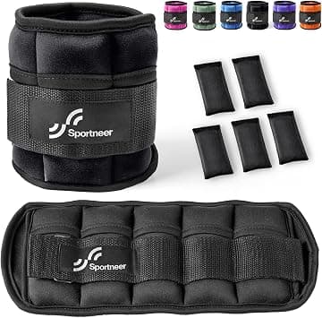 Sportneer Adjustable Ankle Weights: 1 Pair 0.9/1.8/2.7/3.6/4.5 kg Wrist Weights Leg Weights for Women Men Gym Fitness Workout Walking Jogging 2.2 kg per Ankle, 4.5 kg per Pair - Best Deal Finder