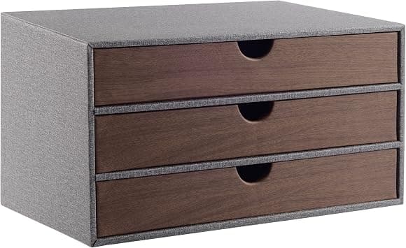 Cloth-effect Faux Leather Desk Organizer File Cabinet Executive Office Supplies Desktop Filing A4 Contract Document Stackable Storage Box with 3 Drawers (Grey) on Amazon.ae - Price Tracker