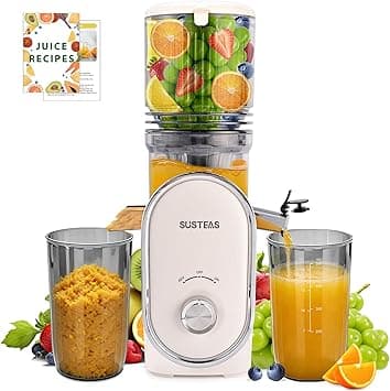 SUSTEAS Cold Press Juicer, 5.3" Feed Chute Slow Masticating Machines with 300W, Fit Whole Fruits & Vegetables, Easy to Clean, High Juice Yield, White - Amazon.ae Price Tracker