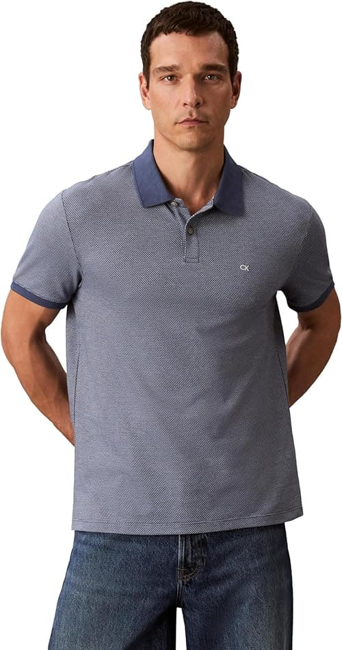 Calvin Klein mens Jacquard Refined Polo Polo Shirt (pack of 1) on Amazon.ae - Price Tracker