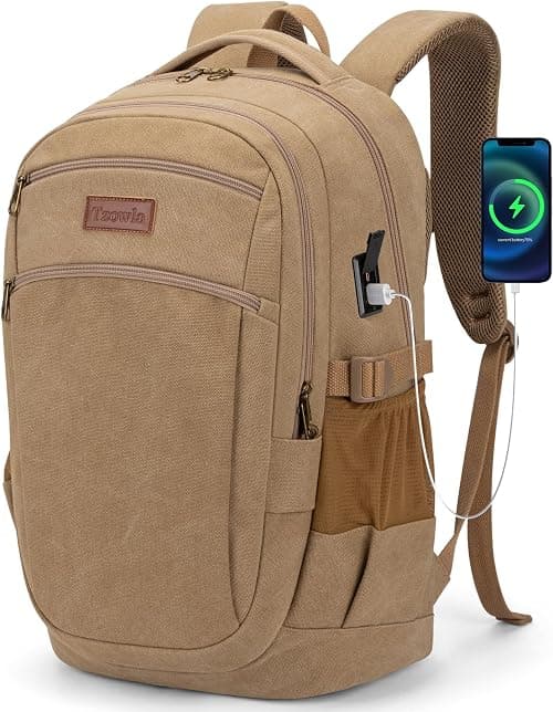 Tzowla Vintage Canvas Laptop Backpack for Men and Women,College Travel Work Rucksack Fit 15.6 Inch Laoptop on Amazon.sa - Price Tracker