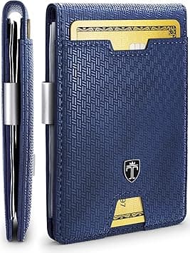 TRAVANDO Mens Slim Wallet with Money Clip AUSTIN RFID Blocking Bifold Credit Card Holder for Men with Gift Box, Blue & Metal on Amazon.ae - Price Tracker