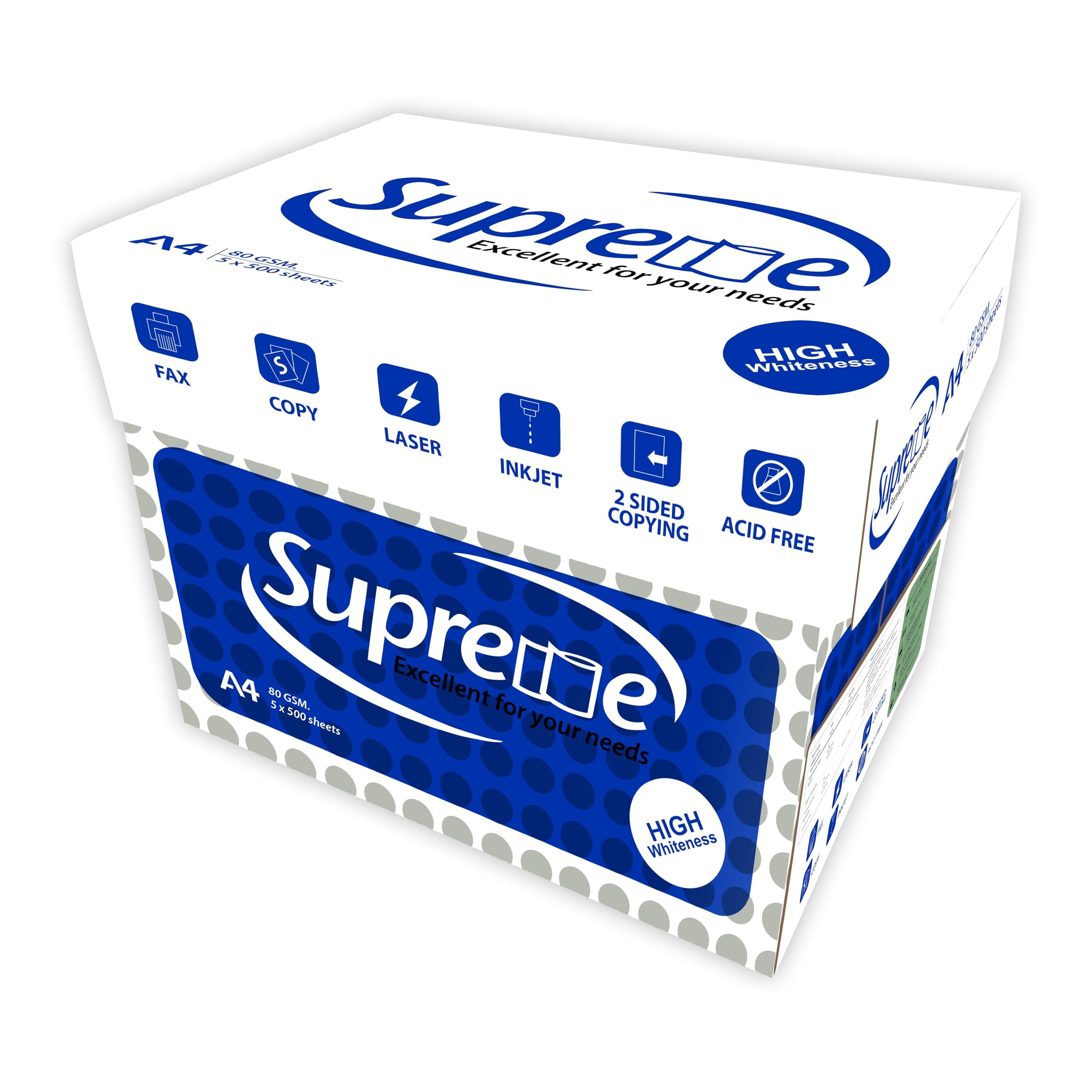 Dolphin® Supreme A4 Copy Paper, 80 GSM, Premium Multipurpose Printer Paper, 500 Sheets per Ream, Bundle of 5 Reams, Made in Thailand on Amazon.ae - Price Tracker