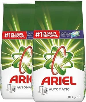 Ariel Automatic Laundry Detergent Powder, Original Scent, Number 1 Stain Removal, Washing Powder, Pack Of 2 X 9 Kg (18Kgs) - متتبع أسعار Amazon.sa