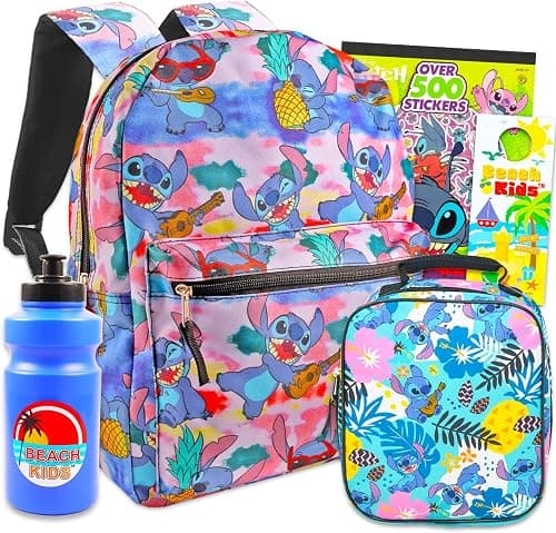 Disney Lilo and Stitch Backpack with Lunch Box for Girls Set - Bundle with Stitch Backpack, Stitch Lunch Bag, Water Bottle, Tattoos, More | Stitch School Backpack for Kids | Insulated Lunch Bag & 16in Large Durable Lilo and Stitch Bookbag Plus Water Bottle, Stickers, More - Stitch School Supplies على Amazon.ae - متتبع الأسعار