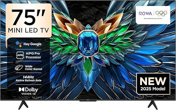 ROWA 75 Inch R85 Series 4K Mini LED Google TV, 120Hz MEMC, AiPQ Pro Processor, Dolby Vision IQ, HDR10+, 3GB+32GB Memory, Game Master, Smart Mini LED TV For Gaming & Entertainment, 75R85 2025 Model TV on Amazon.ae - Price Tracker
