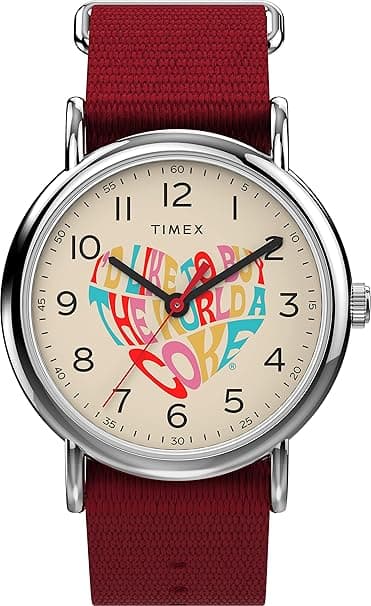 Timex Weekender 38 mm Unisex Quartz Analog Red Fabric Watch TW2V29900, Red, strap on Amazon.ae - Price Tracker