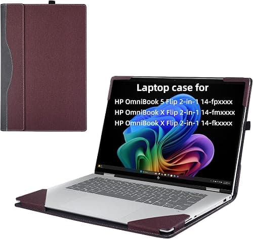 Laptop Cover Case for HP OmniBook X Flip/HP OmniBook 5 Flip 14"[not Compatible with Any Other Model] 2-in-1 Detachable PU Leather Shell Notebook Sleeve (Wine red) على Amazon.ae - متتبع الأسعار