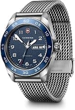 Victorinox Swiss Army | Swiss Made Men's Watch, 42 mm, 100M Water Resistant, Anti-Shock & Antimagnetic | Blue Dial, Stainless Steel Case, Silver Mesh Bracelet, Ronda 517 Quartz Movement | 242042, Blue - Best Deal Finder