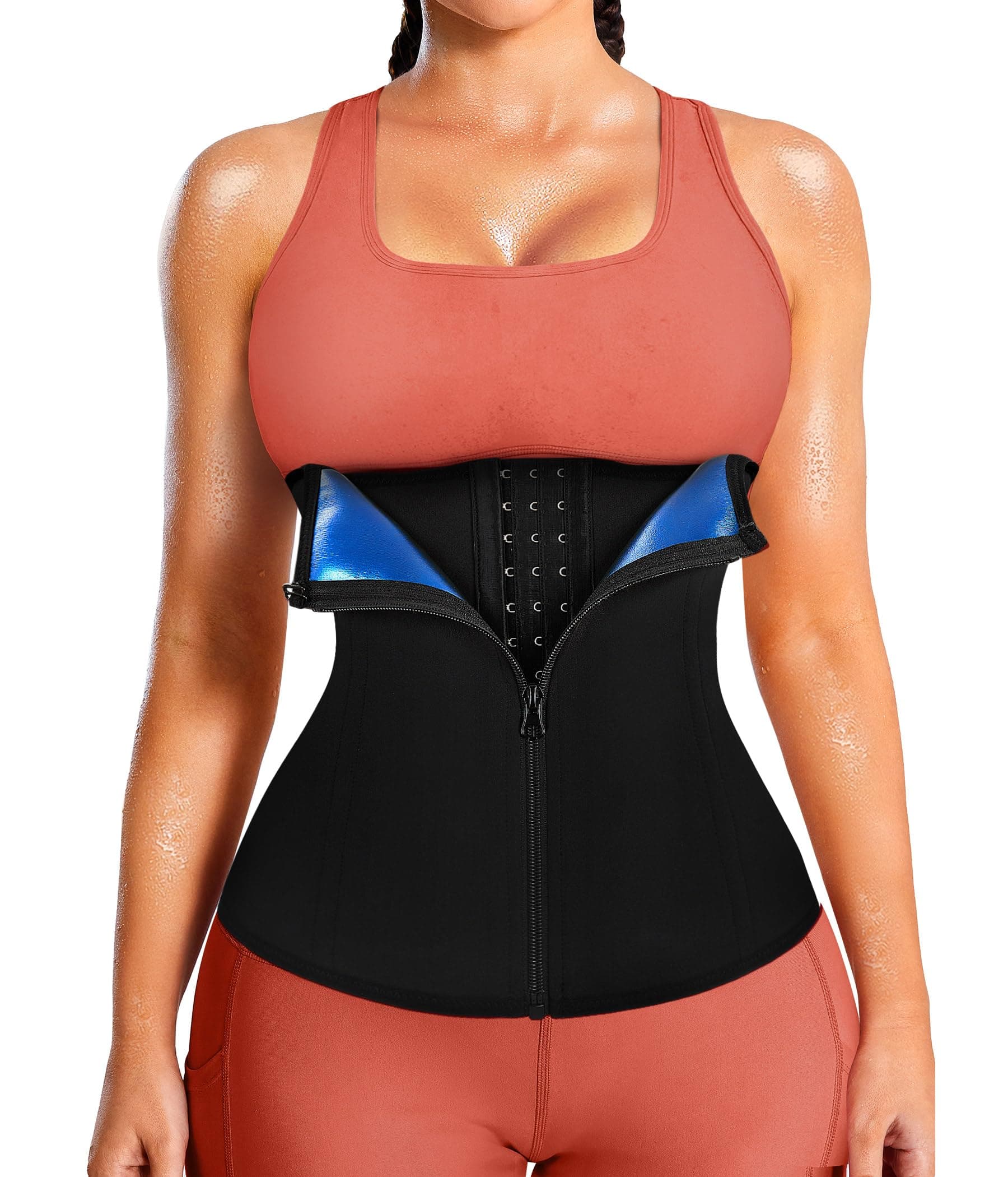 LEINIDINA Womens Waist Trainer Corset with Zipper Sweat Waist Trimmer for Women Workout Belt Corset Shapewear on Amazon.ae - Price Tracker