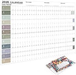2026 Yearly Wall Calendar, 74 x 52cm Annual Year Wall Calendar with Stickers,Thick Paper, (Morandi) - Best Deal Finder