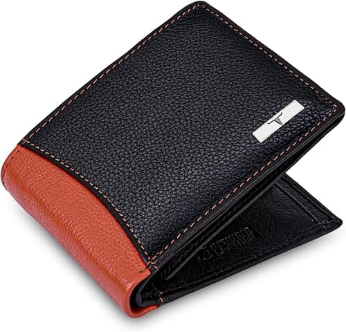 URBAN FOREST Ontario Branded Pure Leather Black/Orange Wallet for Men on Amazon - Best Deal Finder