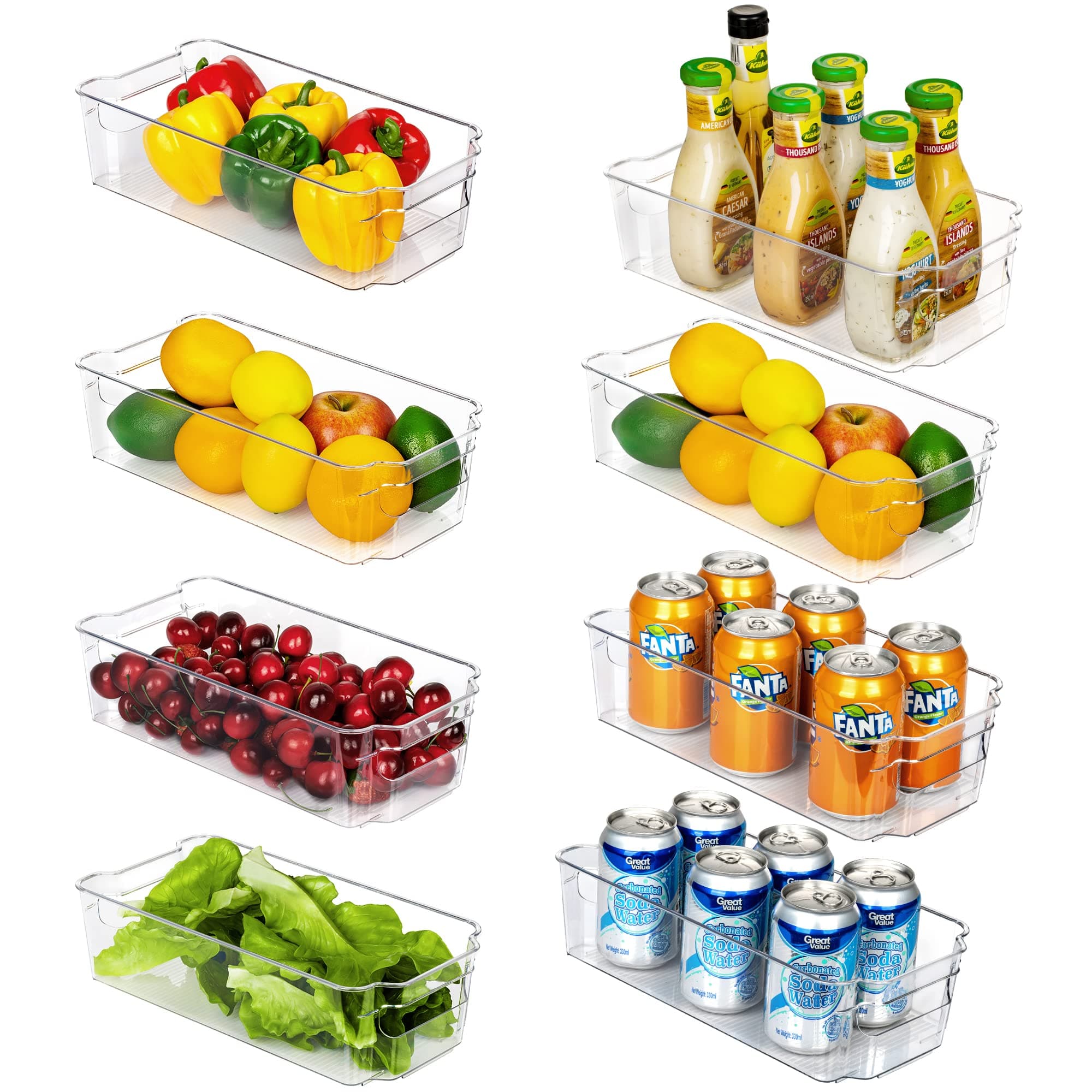 Vtopmart 8 PCS Clear Stackable Pantry Organizers and Storage Bins, Plastic Containers Boxes for Shelves Cupboard, Fridge, Kitchen, BPA Free on Amazon.ae - Price Tracker