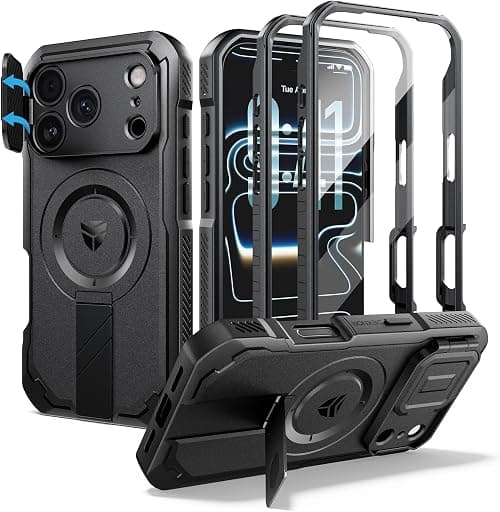 Dexnor for Phone 18 Pro Case, [2 Front Frame & Built-in Flip Camera Cover & Kickstand], Compatible with MagSafe, Heavy-Duty Shockproof Case with Screen Protector, 6.3 inch Black on Amazon.ae - Price Tracker