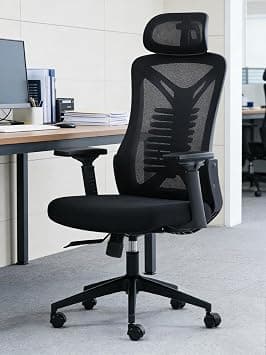 Ergonomic Office Chair with Lumbar Support, Headrest, Armrests and Wheels, 125° Tilt, Height Adjustable, Mesh Computer Desk Chair for Home, Office, Gaming, Y2-1 (Black) on Amazon.ae - Price Tracker