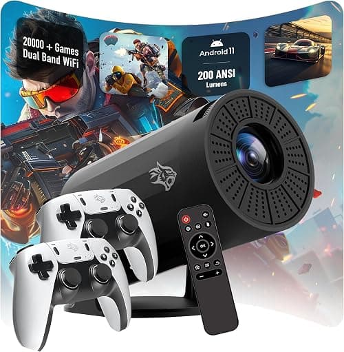Porodo Gaming 4K Projector Android 11 with Auto Keystone and Gamepad Controller, +20000 Games, 200 Ansi Lumen Brightness, Auto Keystone, 1GB RAM 8GB ROM, 3W Speaker, 2.4G WiFi, Bluetooth 5V على Amazon.ae - متتبع الأسعار