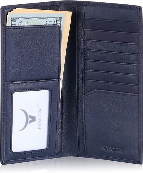 HISCOW Slim Leather Long Wallet for Men & Women, Italian Calfskin, Breast Pocket Wallet for Checkbook, Credit Cards on Amazon.ae - Price Tracker
