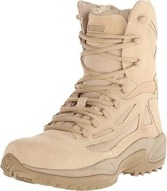Reebok Work Men's Rapid Response RB Safety Toe 8" Stealth Boot with Side Zipper Military & Tactical - Best Deal Finder