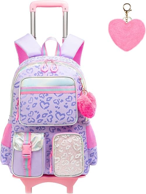 HTgroce School Bag with Wheels Trolley School Bag Backpack School Backpack Trolley School Trolley School Bag Girls Large Trolley School Bag Backpack with Wheels for Girls Children على Amazon.ae - متتبع الأسعار