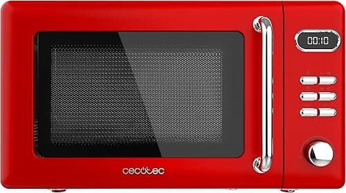 Cecotec Digital Microwave with Grill of 20 L Proclean 5110 Retro Red. 700 W in 5 levels, Timer up to 60 minutes, 8 Programs and Defrost, Vintage Design in Red on Amazon.ae - Price Tracker