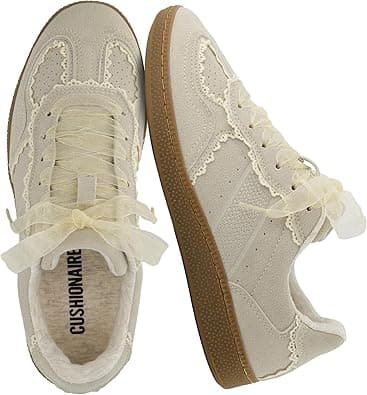 CUSHIONAIRE Belinda Women’s Lace Detail Casual Sneakers – Elegant Ribbon Lace-Up Shoes with Memory Foam on Amazon.ae - Price Tracker