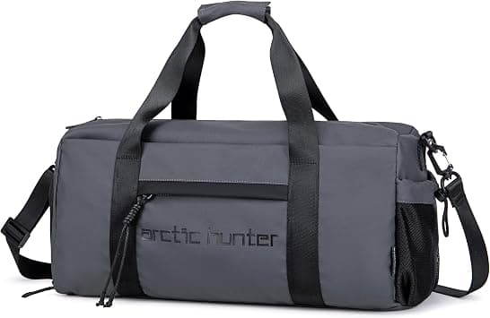 ah arctic hunter 25L Premium Gym Bag Water Resistant Duffel Bag with Shoe Compartment and Detachable Shoulder Straps for Men and Women, LX00537 (Grey) على Amazon.ae - متتبع الأسعار
