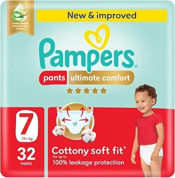 Pampers Ultimate Comfort, Size 7, 17+ kg, Super Saving Pack, 32 Diaper Pants - متتبع أسعار Amazon.sa