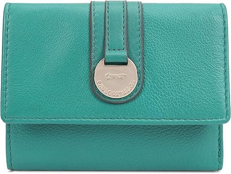 PAUL COSTELLOE Genuine Leather Women's Purse with Flap & Gold Finish Logo Embossed Hardware disc, Designer RFID-Blocking Bifold Wallet with Zip Coin Pocket - Stylish Designer Purse - LAWA on Amazon.ae - Price Tracker