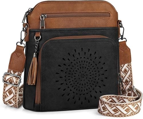 RAINSMORE Crossbody Bags for Women Leather Purse with Built in Wallet & Wide Straps Travel Cross Body Shoulder Handbags on Amazon.ae - Price Tracker