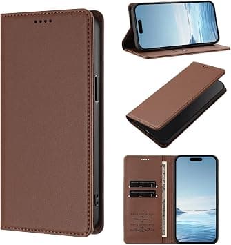 Wallet Case for Xiaomi POCO F8 Ultra 5G,RFID PU Leather Folio with 2 Card Slots & Cash Pocket,Magnetic Closure,Stand Function,360° Protection,Detachable Wrist Strap -Brown على Amazon.ae - متتبع الأسعار